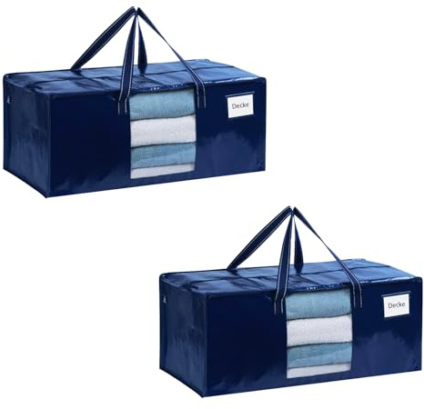 VENO Pack de 2 Bolsas de Mudanza, Almacenaje Extra Grandes, Almacenaje Resistentes, Cajas de Embalaje, Suministros de Mudanza, Lavandería Duraderas para Ropa(Azul,Pack de 2)