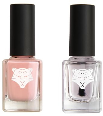 ALL TIGERS - Lot de 2 vernis - Base & Top Coat transparent et Rose Pétale 102 - Vernis à Ongles Vegan - Ingrédients Naturels & Bio-sourcés - Brillance & longue tenue - 2x11ml…