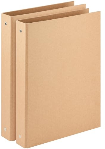 Widen Spine Natural Recycled Kraft 3 Ring Binder A4 Binder Organizer 2 Pack, 1.78 Spine, Durable 1.2 Round Ring Fits A4 & Letter Size Paper,Hardcover Organizer Planner Holds 325 Sheets Capacity