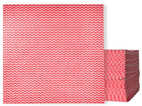 sukevitor 50Pcs All Purpose Disposable Dish Cloths, Reusable Cleaning Cloths, Disposable Cloths to Clean Surfaces for Kitchen, Bathroom, Living room, Household Cleaning (Red)