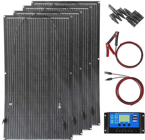 Aysolar ETFE Placa Solar Flexible 400W 12V Kit 4pcs 100W 18V Módulo fotovoltaico monocristalino y 40A Controlador Solar para RV, barco, remolque, automóvil, hogar, Batería