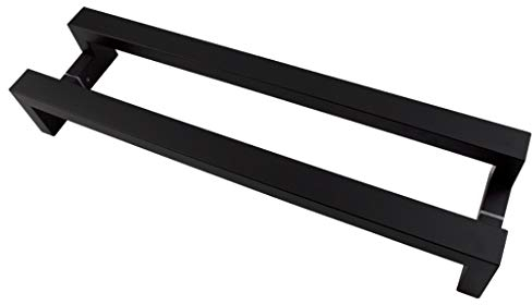 Türbeschläge, schwarzer Edelstahl, doppelt gebogener Vierkantrohr-Glastürgriff, KTV-Push-Pull-Türgriff, verschiebbar, 3 Längen (Größe: 1200 x 1175 mm)
