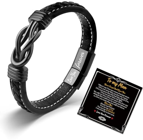 CheersLife Valentines Day Gift for Him Mens Bracelet To My Man Leather