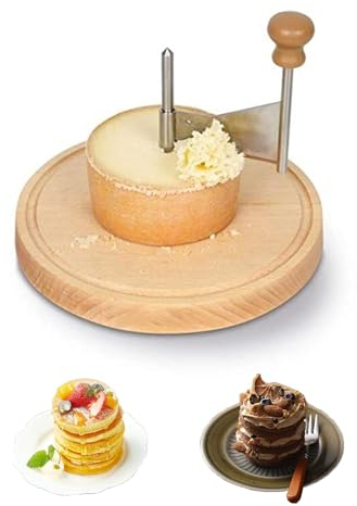 Wooden Cheese Curler, Girolle Cheese Shaver, Cheese Curler Amigo Stainless Steel Cheese Wheel Cutter, Multifunctional Cheese Flower Shaver Cheese Slicers for Block Cheese & Chocolate Shavings