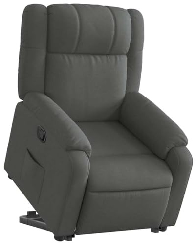 vidaXL Reclinerfåtölj med uppresningshjälp mörkgrå tyg