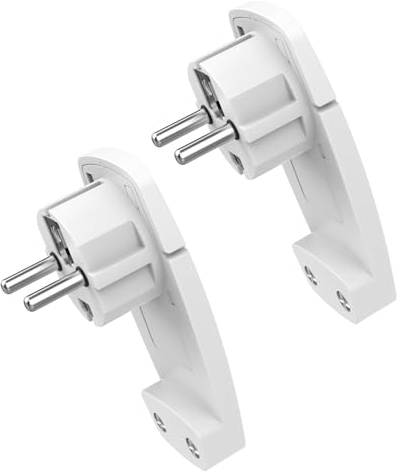 2 Pièces Prise Extra Plate Fiche Plate Blanche - avec Poignée Rabattable, Fiches Schuko pour Câbles avec Section de Câble 1,5 mm² Prise Européenne Accueil IP20 250 V (16A)