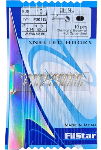 PRO FILSTAR 10 Anzuelos de Pesca CHINU Tamaño 10 - Hilo da Pesca Monofilo Dia 0,14mm - Línea Mono de 50cm - Pesca Carpa - Carpfishing - Aparejos de Pesca - Method Feeder - Pesca Accesorios – Fishing