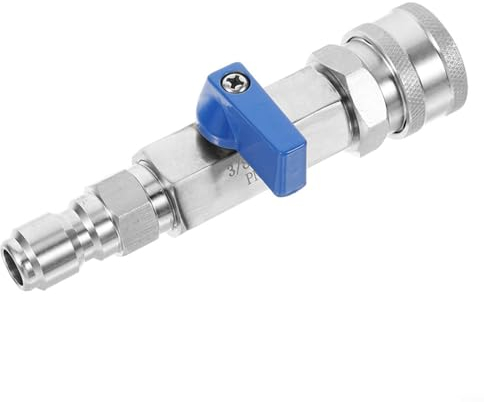 4500 PSI High Pressure Washer Ball Valve Kit for Power Washer Hose Couplings,3/8 Quick Connect Fitting for Car Wash, Patio, Siding, Deck Cleaning