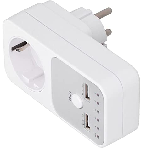 USB-Smart-Digital-Countdown-Timer-Steckdose, 2 USB-Anschlüsse, Timer, Energiesparende Automatische Abschaltung für Handy-Ladegerät, Computer, Herde (US-Stecker)