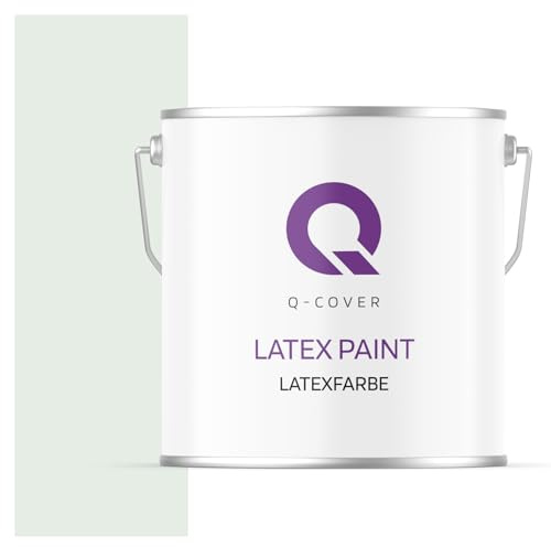 Q-COVER Latexfarbe 5L Weiß-grün – Matte Innenfarbe für Wand & Decke, Klasse 3, Hohe Deckkraft, Scheuerfest