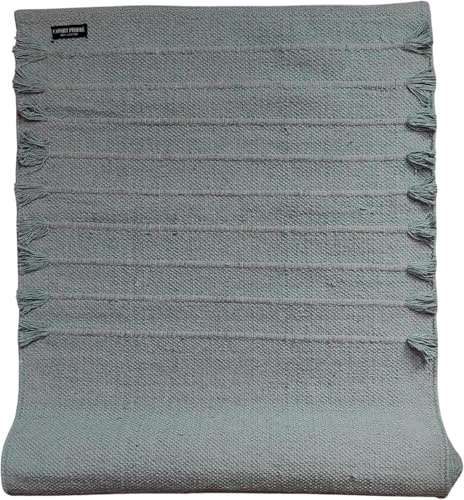 Handgefertigte Yogamatte aus Bio-Baumwolle, Yogamatte, Übungs-, Workout- und Fitness-Teppich aus 100 % Baumwolle, gewebtes Material, saugfähig und waschbar, 183 x 61 cm