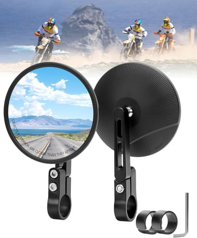 SUPAREE Retroviseur Moto Guidon Universel Rétroviseur Moto Homologuém Retro Moto Rond avec E-MARK 360°Rotatif Convient aux Diamètres de Guidon 22 mm et 25,4 mm 2PCS