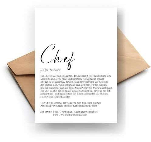 Lustige Chef Definitions-Klappkarte, Humorvolle Grußkarte für Vorgesetzte, Perfektes Geschenk für den Boss