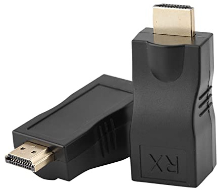 Yunir Rallonge HDMI 4K vers RJ45, Répéteur de Convertisseur D'extension HDMI 30 M sur Cat‑5e CAT6 LAN RJ45 HDMI Répéteur de Convertisseur Prise en Charge 3D 4K pour HDTV HDPC STB,