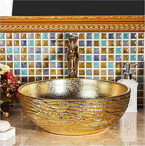 Lavabo à Poser, Vasque au-Dessus du comptoir, lavabo de Salle de Bain au-Dessus du lavabo Vasque à Poser, lavabo Rond en céramique au-Dessus du comptoir, éviers de Cuisine en Porcelaine pour
