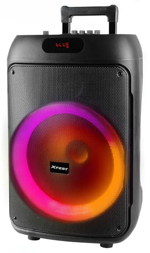 Trevi XFest XF 380 KB - Altavoz inalámbrico de 50 W, Altavoz portátil con micrófono con Cable Incluido, entradas USB, Micro SD, AUX-IN, función TWS, Karaoke Party Speaker con batería integrada