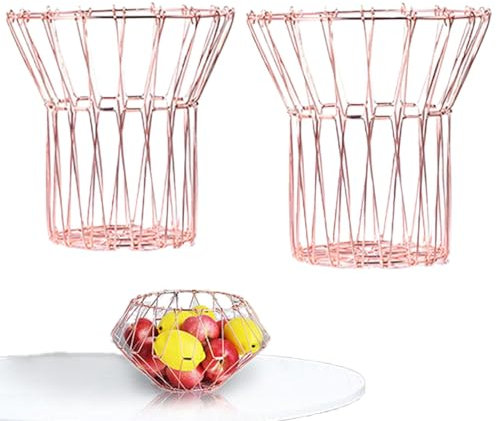 Cesta de frutas y verduras, canasta de frutas para la cocina | Soporte de vegetales plegable Cesta de frutas de alambre - Organizador de almacenamiento flexible multipropósito Bandeja de verduras de a