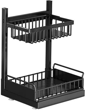 SpüLschrank Organizer 2 Etagen Metall Unter Waschbecken Regal SpüLenunterschrank Organizer Unterschrank Organizer, Verstellbare HöHen, Putzmittel Organizer für KüChe, Badezimmer, Speisekammer, Schrank