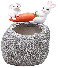 Msuiiixcccc Creative Cartoon Flower Pot Succulent Pot Mini Micro Landscape Green Plant Flower Pot Resin Plant Craft Pot Plant Decoration Home Decoration (Size : 13.5cm*8.5cm)