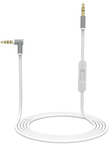 Zosvoses Replacement Solo 4 Cable, Solo 3 Audio Cable Aux Cord Extension Wire Compatible with Beats Studio Solo Pro Detox Mixr Executive Pill Headphones, with in Line Mic and Volume Control (White)