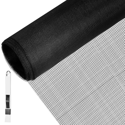 BUZIFU Zanzariera per Finestre 80 x 120 cm in Fibra di Vetro, Rete Antinsetti, Zanzariera per Finestre e Porte, Tagliabile, Zanzariera per Mosche, Zanzariera per Insetti, Zanzariera per Gatti, con