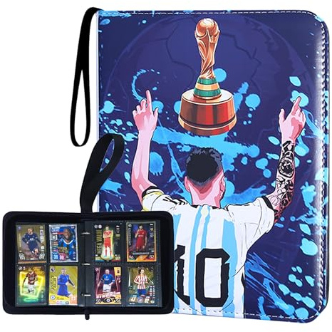 2026 Soccer Card Binder 400 pocket - Sports Trading Collectible Album with Zipper and Wrist Strap, Storage Book for Soccer Fans, Removable Sleeves, Pockets Card Holder for Game and Sports - (4P - Mes)