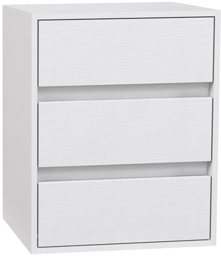 HOMCOM Cassettiera 3 Cassetti Moderna per Soggiorno e Corridoio, Cassettiera Camera da Letto in Truciolato, 40x30x50.5 cm, Bianco
