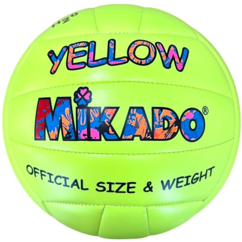 Mikado Sport Beach Volleyboll - Volleyboll officiell storlek och vikt - boll för volleyboll för strand, hav, trädgård och fritid (gul)