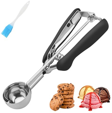 Small Cookie Scoop 1 Tablespoon, Size #60 Cookie Dough Scoop, Stainless Steel Ice Cream Scooper with Trigger Release, for Baking Small Cookies, Meatballs, Melon Balls