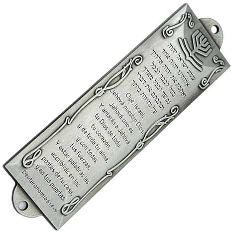 Adornos de puerta española de metal judaico Mezuzah para un sofisticado regalo de bendición de la casa, placas vintage, decoración cultural del hogar