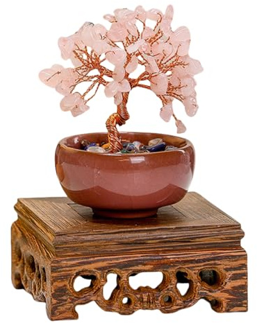 Baum Des Lebens Kristall, Heilsteine Edelsteine Baum, Basis Bonsai Baum Dekoartikel Mit Kleinem Quadratischen Tisch, Geldbaum Bonsai, Kristall Ornament, Amethyst Kristallbaum Für Wohnzimmer (A)
