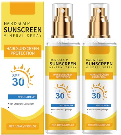 Spray Solaire Cheveux Et Cuir Chevelu SPF 30, Spray Protecteur Capillaire, Léger Et Non Gras, Protection Solaire Pour Préserver La Couleur, Hydratant, Idéal Pour La Plage La Randonnée (2PCS)
