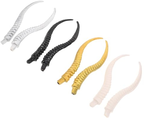 LIFKOME 4 Pairs Faux Animal Horns Lightweight Plastic DIY Deer Antlers RAM Sheep Horns for Hair Accessories Costume Decor and Creative Art Projects
