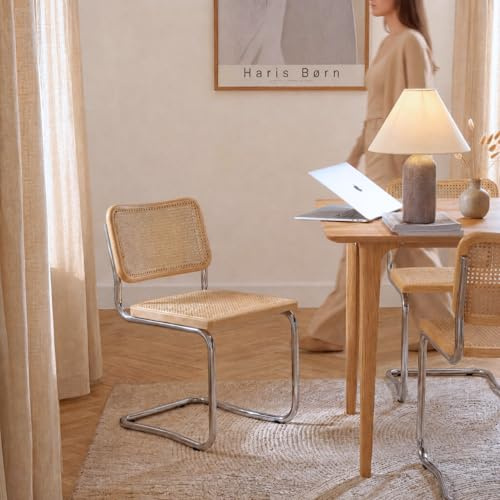 Haris Børn® Design Freischwinger Wiener Geflecht (4er Set) Buche – Handgefertigt in Italien - Hochwertige Rattan Stühle - Freischwinger Stühle in Rattan Stuhl Optik - 30 Tage risikofrei testen