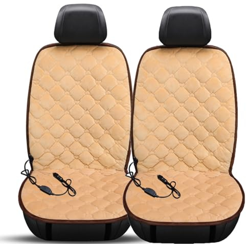 2 Cojines Calefactables For Asiento, Ideales For El Hogar, La Oficina O El Coche. Cojín Doble Con Amplia Zona De Calefacción Y Soporte Lumbar Completo(Beige)