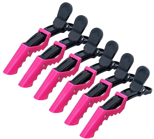 YIPFEN 6 Pezzi Fermagli per Capelli Professionali, Pinze a Coccodrillo Fissare i Ricci, Mollette e Becchi di Cicogna per Styling, Forniture Parrucchieri, Clip Donna Antiscivolo Sezionamento