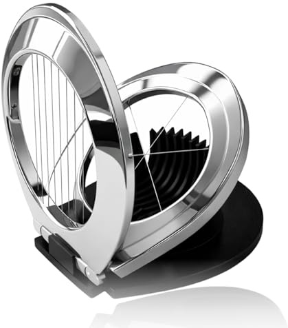 Egg Slicer, Multi Function Stainless Steel for Hard Boiled Eggs, Heavy-Duty Egg Cutter for Hard-Boiled Eggs, 2-in-1 Slice and Wedge Kitchen Tool with Non-Slip Base, Dishwasher-Safe