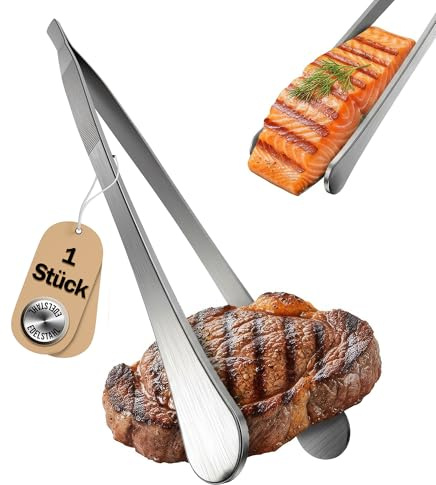 4smile Küchenpinzette rund, 1 Stück - Hochwertige Küchenpinzette Edelstahl, Grillpinzette 30 cm - Pinzette für Küche zum Kochen und Braten, praktische Kochpinzette