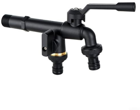 Robinet en laiton à double sortie conçu pour la distribution d'eau en extérieur avec robinet à boisseau sphérique à haut débit adapté aux systèmes d'irrigation goutte à goutte