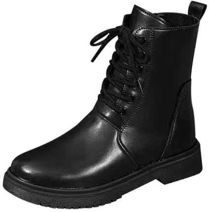 Botines clásicos con cordones para hombre, estilo combate, estilo retro, zapatos de moda para caminar diariamente, Black, 40 2/3 EU