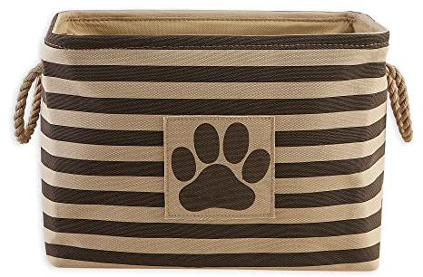 Bone Dry Striped Paw Patch Bin, Medium Rectangle, Brown