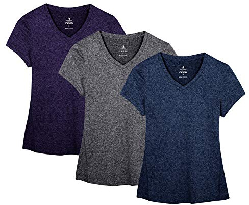 icyZone® Damen Sport T-Shirt Running Fitness Shirts Sportbekleidung Kurzarm Oberteile Shortsleeve Top