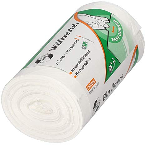 50 Sacchi della spazzatura in LDPE, materiale 1A, 20 litri, colore: bianco