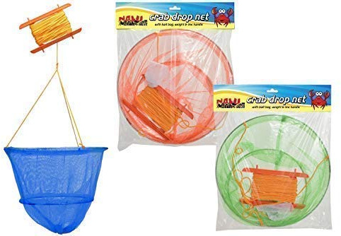 Crab Drop Net With Bait Bag, Weight & Line Handle Crabbing Net Prawn Small Fish Trap Catcher Fishing (All 3 Colours)