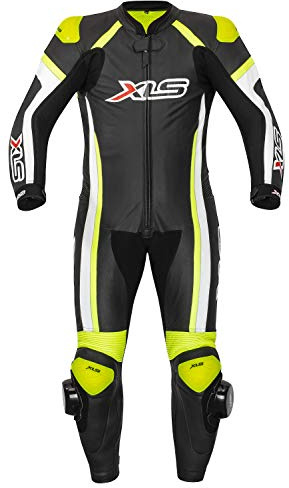 XLS Lederkombi hochwertiger Einteiler Schwarz Weiß Neongelb Motorradkombi einteilig (48)