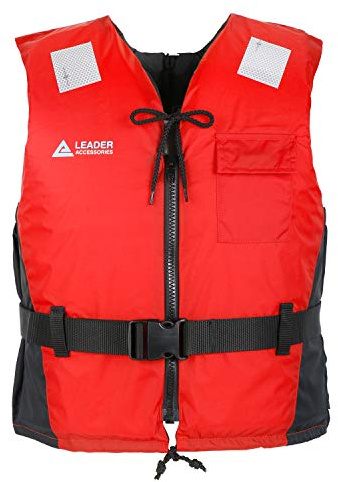 Leader Accessories Schwimmhilfe Erwachsene Auftriebsweste Feststoffweste mit Brusttasche ideal für den Wassersport, Auftriebshilfe bis zu 45N(Rot M: 50-70kg)