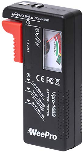 WeePro Battery Tester, Universal Battery Checker Small Battery Tester for AAA AA C D 9V 1.5V Button Cell - Battery Tester for Household Batteries
