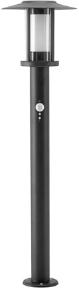 Lindby LED Außenleuchte Gregory mit Bewegungsmelder (spritzwassergeschützt (Modern) in Schwarz aus Edelstahl (1 flammig,) - Wegeleuchte Pollerleuchte Wegelampe Sockelleuchte