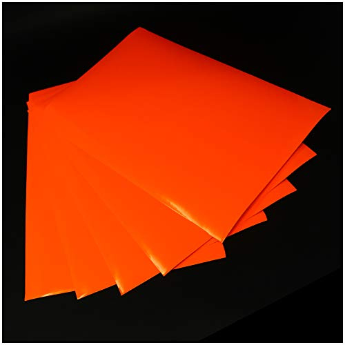 Din A4 Bogen Bastelfolie Selbstklebend Künstlerfolie Plotterfolie Plottfolie Folie Basteln (Neon Orange, 5er Set Din A4 Bögen)