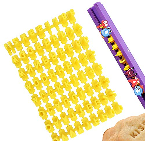 XCOZU - Set di 72 lettere e numeri, per fondente, fondente, lettere e timbri per torte, biscotti, marzapane